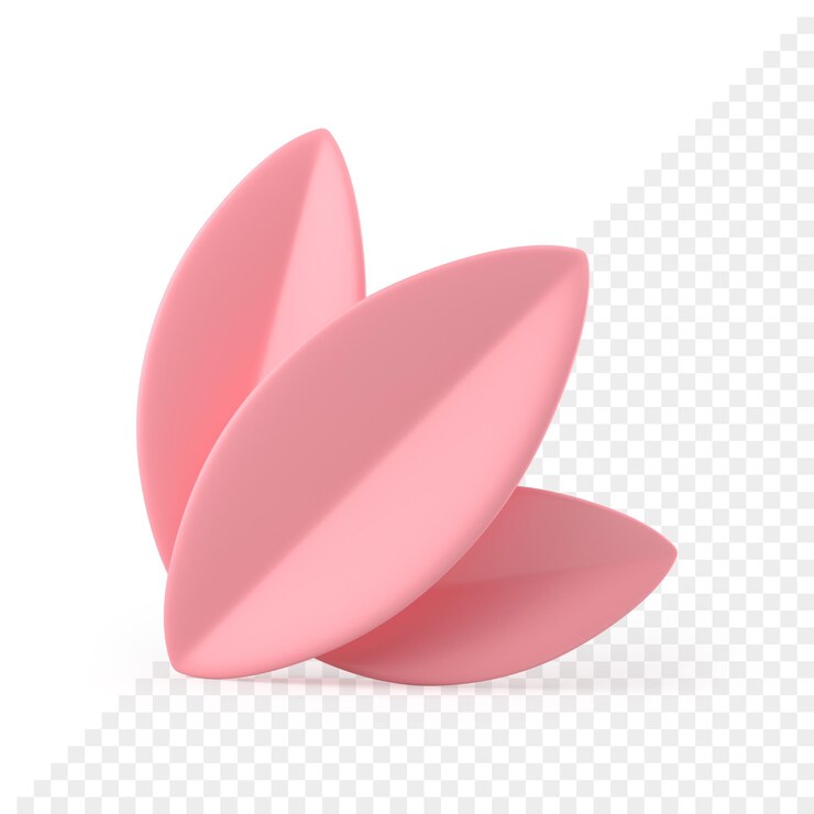 PSD tres hojas rosa follaje decorativo pascua chuchería botánico natural elemento 3d icono
