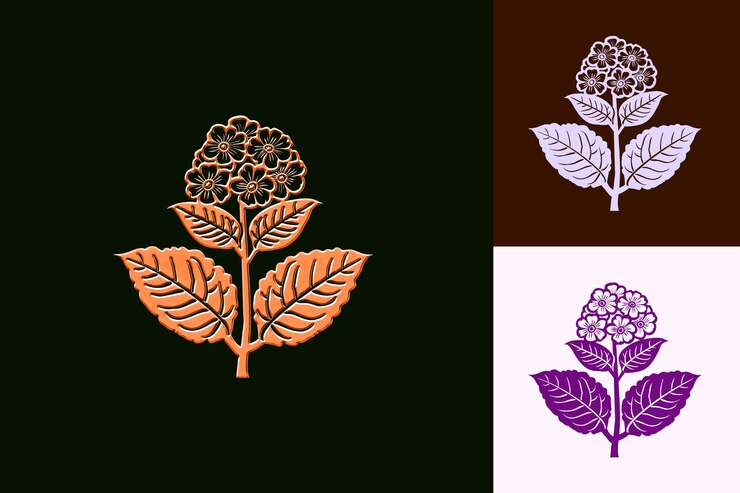 PSD três imagens de flores e folhas com uma que tem a flor nele