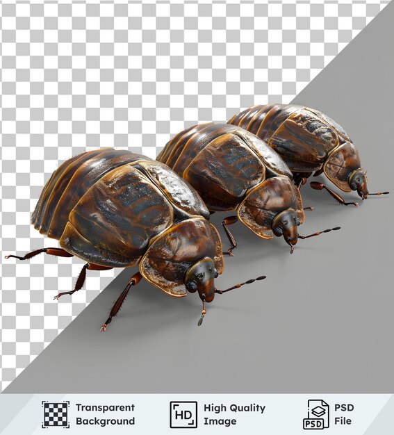 Tres insectos que se arrastran imagen aislada de insectos