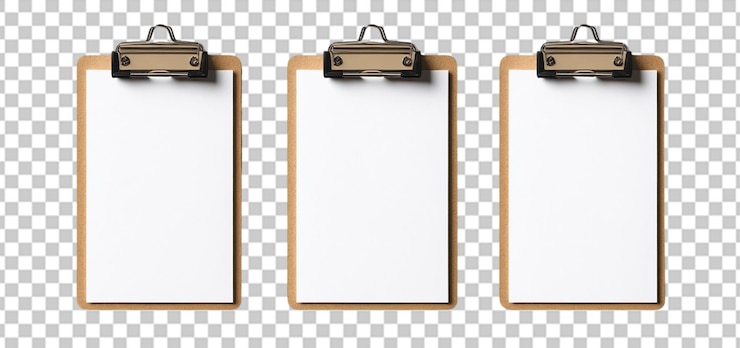 PSD tres juegos de un clipboard sencillo aislado de fondo transparente