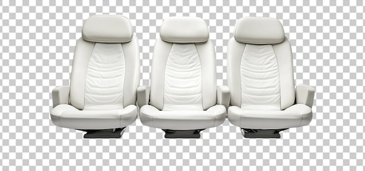 PSD tres juegos de vibrant tres piezas de asiento de coche blanco aislado de fondo transparente