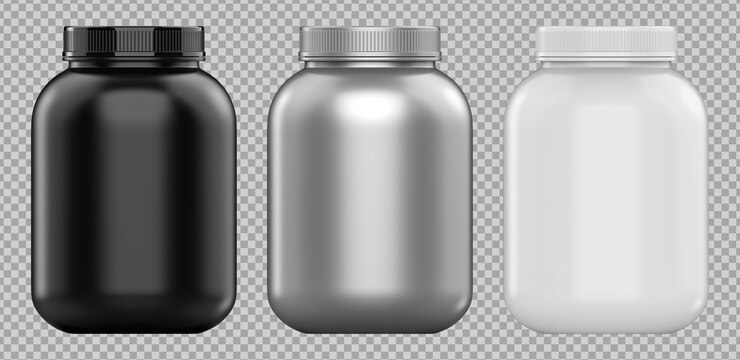 Tres latas de proteína o polvo de ganancia