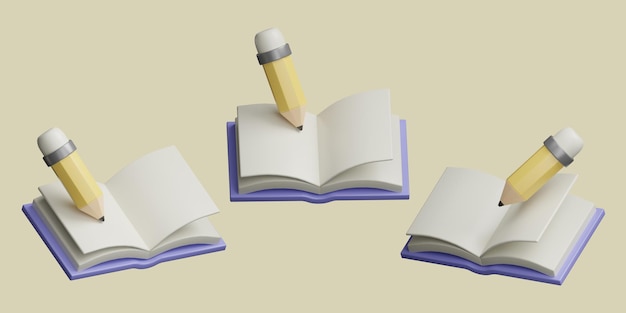 Tres libros con un lápiz encima.