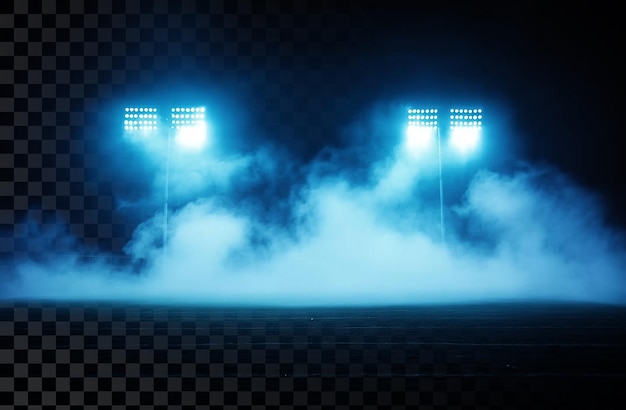 Tres luces del estadio sobre un fondo transparente