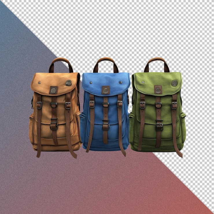 PSD tres mochilas de colores