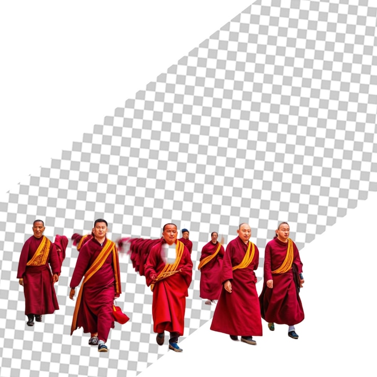 PSD tres monjes budistas en el templo