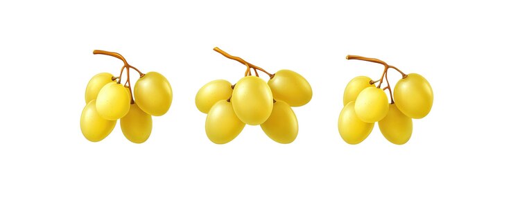 PSD tres racimos de uvas verdes aislados sobre un fondo blanco