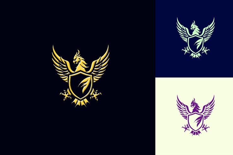 PSD tres símbolos diferentes del águila y el otro con el fondo azul