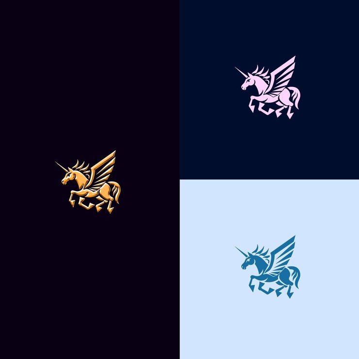 PSD tres símbolos de oro y plata con un dragón y un dragón
