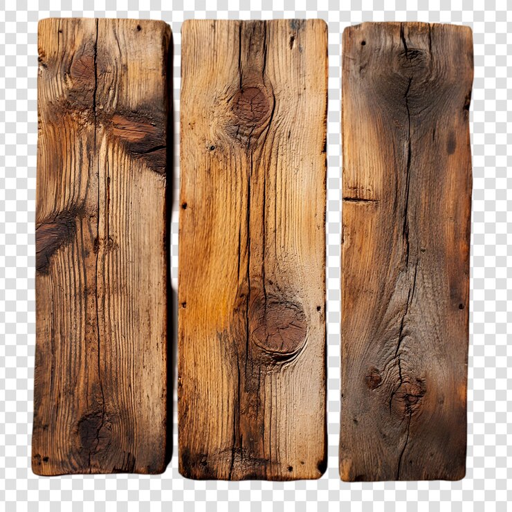 PSD tres tablas de madera con textura rústica de fondo