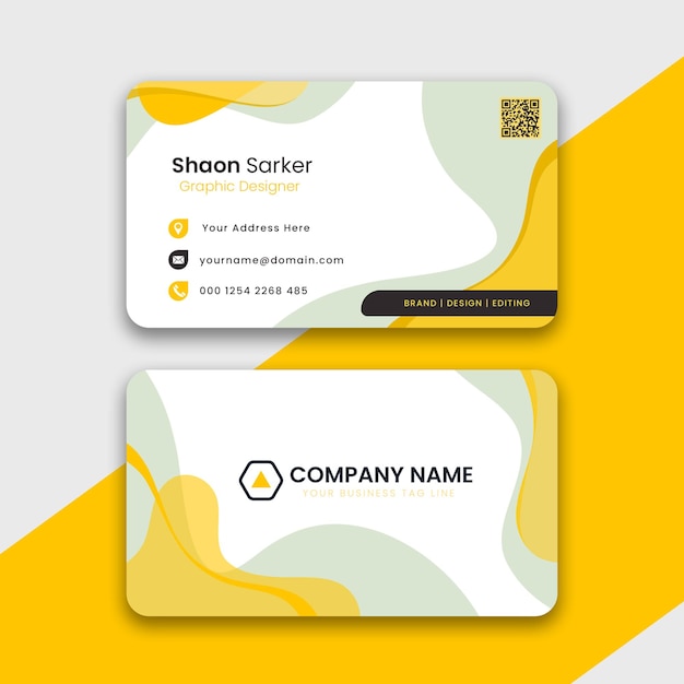 tres tarjetas de visita PSD diferentes con un fondo amarillo y negro Gratuito Descargar esta plantilla