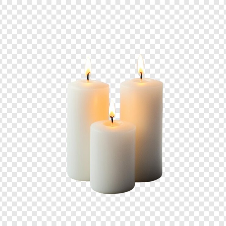 PSD tres velas blancas que arden brillantemente una escena pacífica y tranquilizadora perfecta para la relajación o la meditación