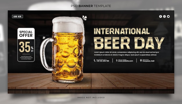 Treten Sie der Vorlage der Bannervorlage für die Feierlichkeiten des Internationalen Biertages bei
