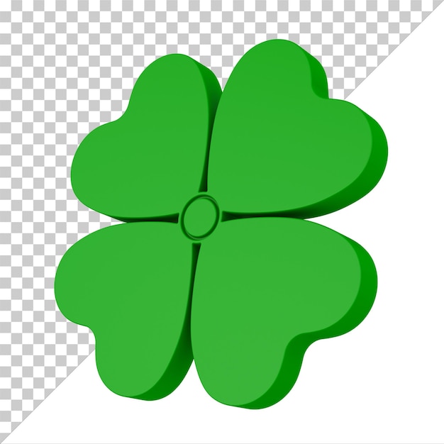 trevo verde em fundo branco Ilustração 3D isolada