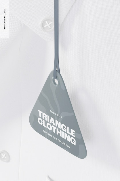 PSD triangle clothing tag mockup, high angle view
