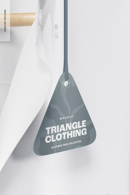 PSD triangle clothing tag mockup, linke ansicht