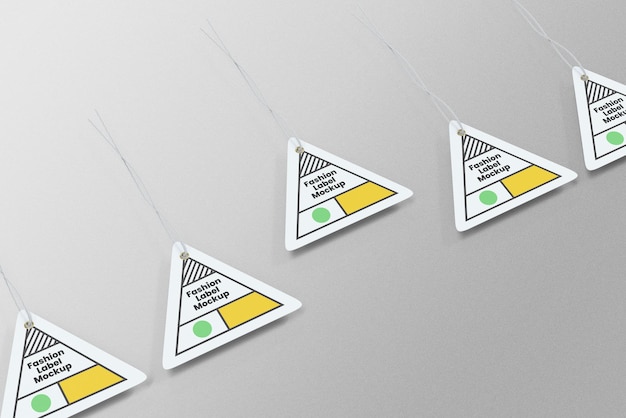 Triangle label tag mockup psd-designvorlage