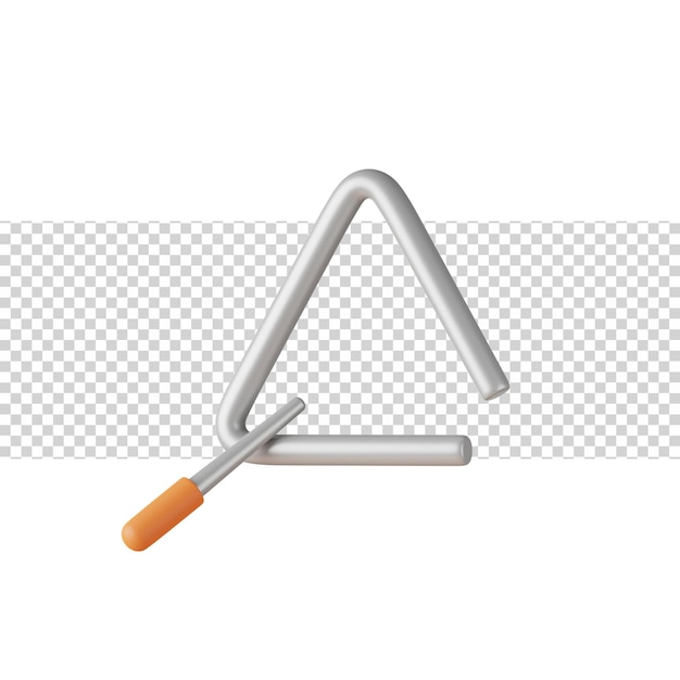 Triangle-Musikinstrument 3D-Rendering-Symbol für Website, App oder Spiel. Spaßige und einfache Triangle-Musik