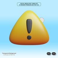 PSD triángulo advertencia amarillo 3d ilustraciones