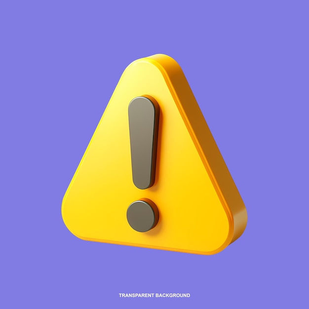 Triângulo amarelo 3d com um sinal de advertência