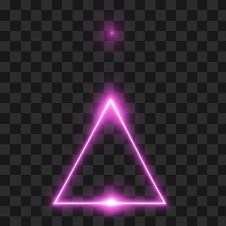 PSD triángulo brillante de neón con efecto de luz futurista en fondo transparente png