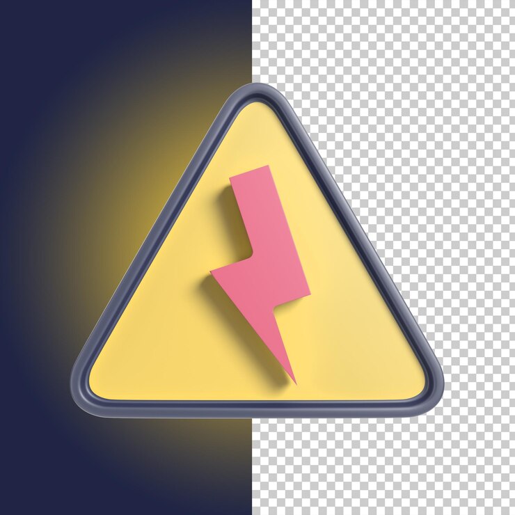 PSD triângulo de sinal de relâmpago elétrico ícone 3d em cores editáveis psd