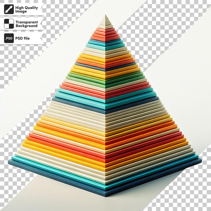 PSD un triángulo hecho de lápices de colores se muestra con una imagen de un triángulos
