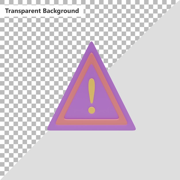 Un triángulo morado con un signo de exclamación en la representación 3d inferior.