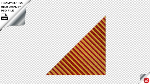 PSD triángulo rojo con rayas amarillas sobre un fondo blanco