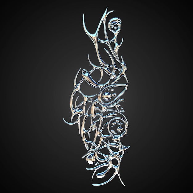Tribal 3D con cromo y plata