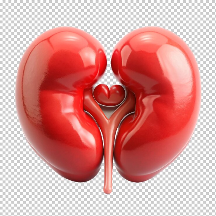 PSD un tributo del día de san valentín al riñón humano en un fondo transparente