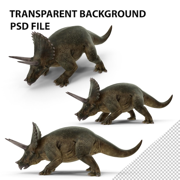 PSD triceratops caminando en la png