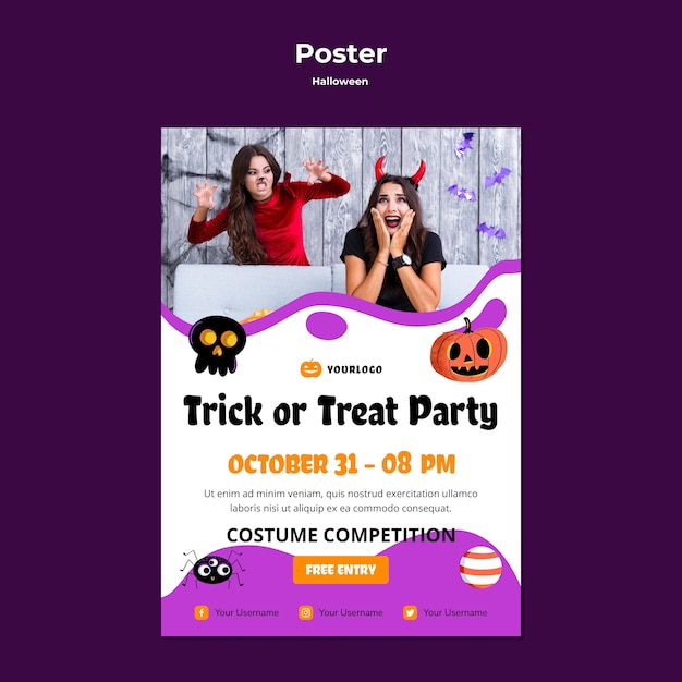 Trick or treat party poster vorlage design