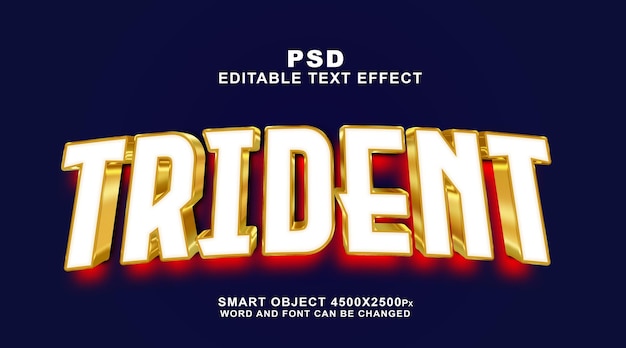 Trident 3d PSD editable text effect photoshop template with background