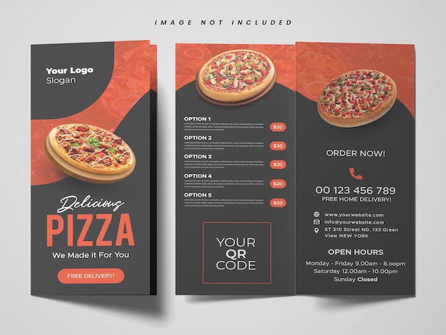 Trifold Food brochure template fast food menu brochure per la progettazione di ristoranti