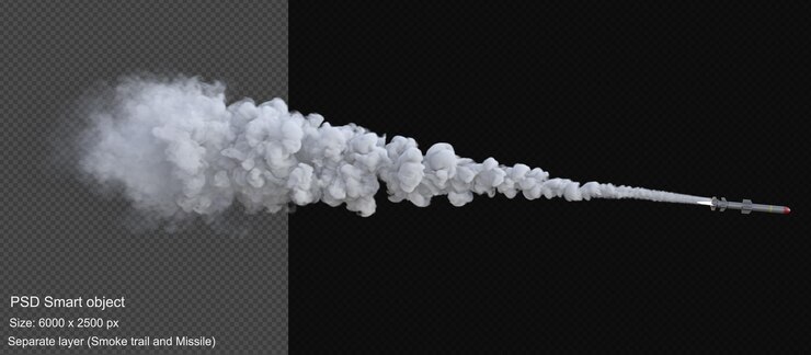 PSD trilhas de fumaça para renderização 3d de mísseis