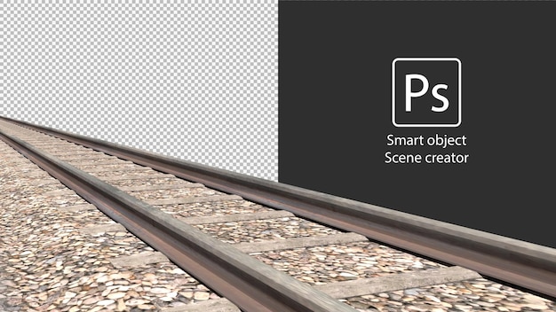 Trilho de trem 3D isolado