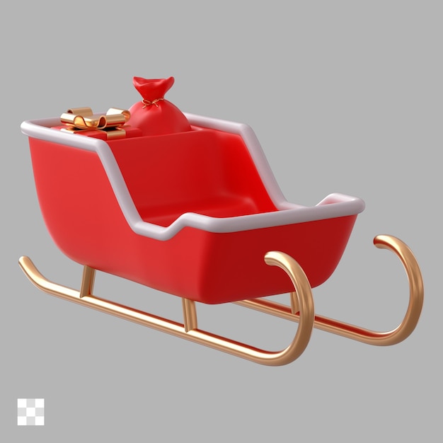 PSD el trineo de navidad con regalos icono 3d