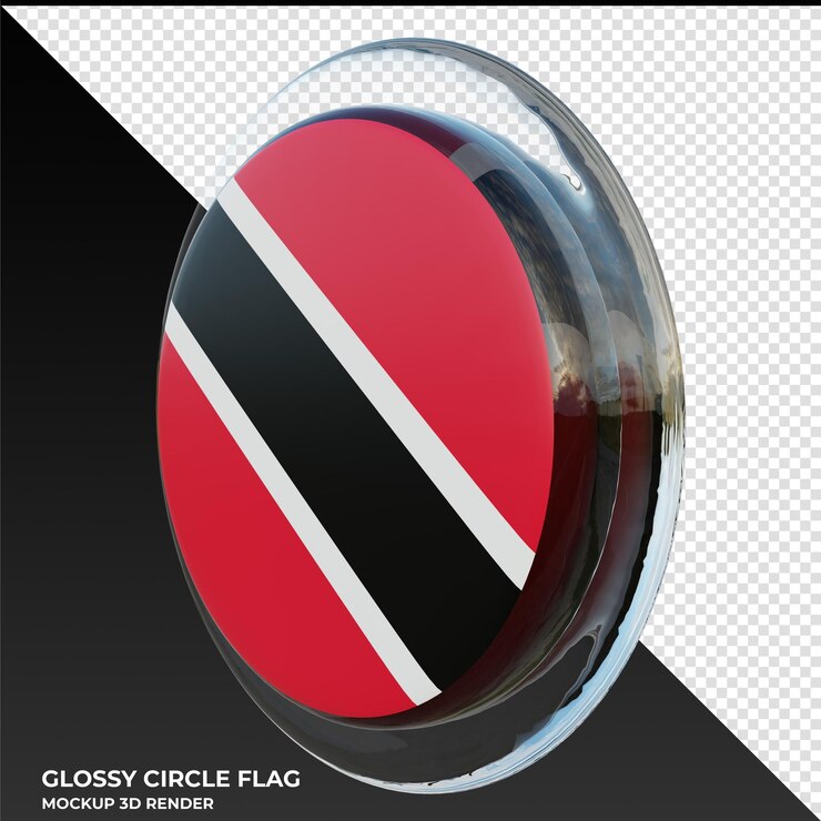 PSD trinidad y tobago0002 bandera de círculo brillante con textura 3d realista