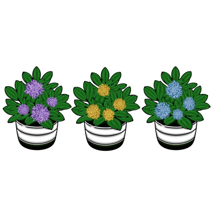 PSD trio de flores em vaso