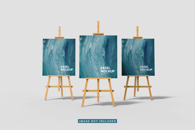 PSD triple of easel mockup