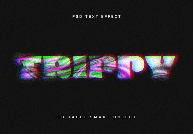 PSD trippy dissolving text effect mockup (modelo de efeito de texto dissolvido por trippy)