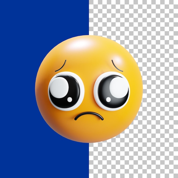 PSD triste com olhos marejados emoji renderização 3d