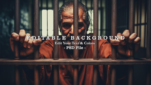 Un triste criminal hombre en la prisión manos sosteniendo barras imagen generada por IA