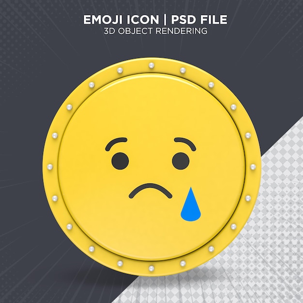 PSD triste ícone emoji círculo luz logotipo renderização em 3d