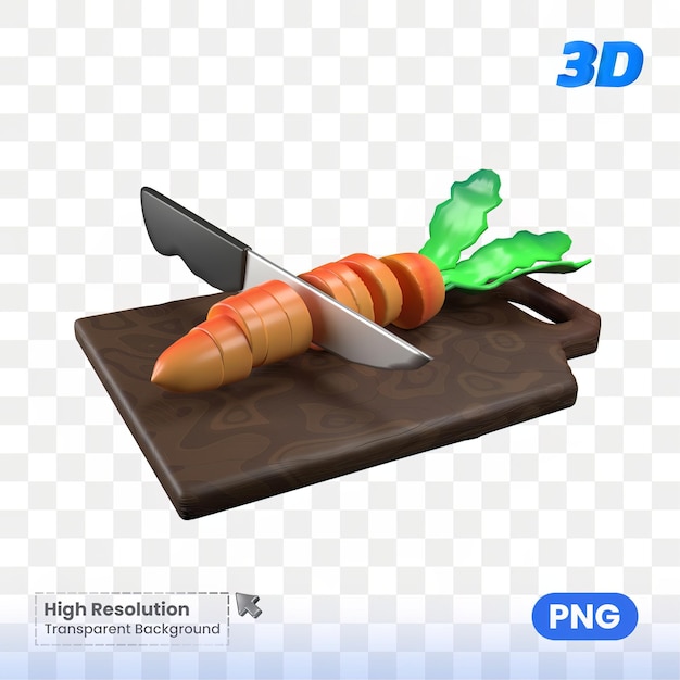 Tritare la carota 3D illustrazione psd sfondo trasparente