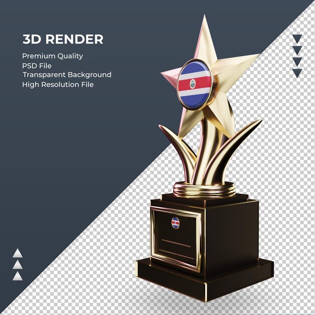 Trofeo 3d bandera de costa rica renderizado vista derecha