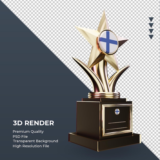 Trofeo 3d bandera de finlandia renderizado vista izquierda