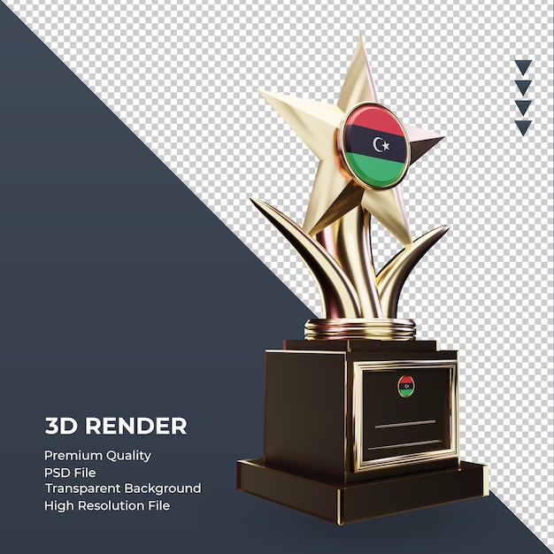 PSD trofeo 3d bandera de libia renderizado vista izquierda