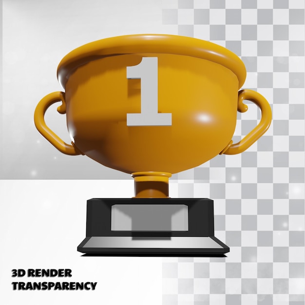 Trofeo 3D con trasparenza Render Modeling Premium Psd